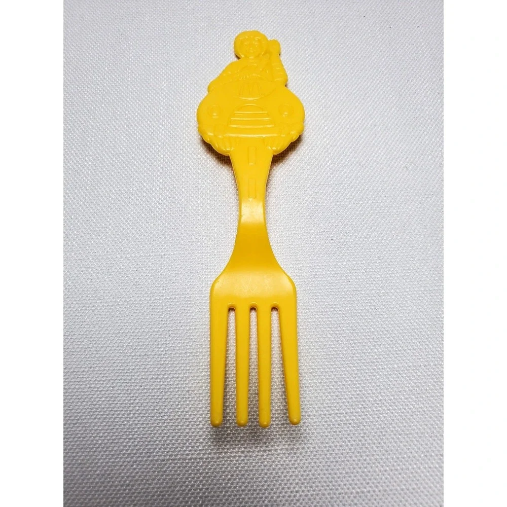 Vintage 1986 McDonald's Ronald McDonald Kids Fork‎ Yellow Plastic Happy Meal...